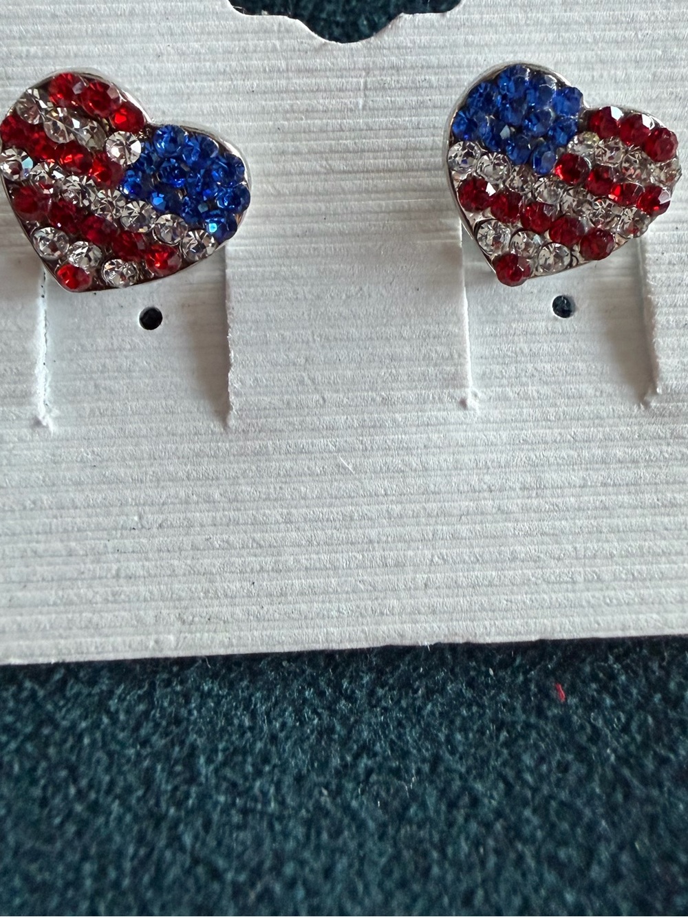 Silver-Tone Women's flag post earrings red white and blue